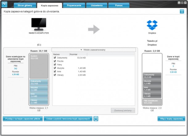 WD SmartWare tworzenie kopii zapasowej wybór folderów