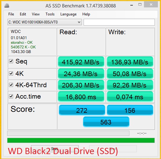 WD Black2 Dual Drive SSD AS SSD