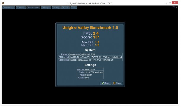 Zotac Pico valley benchmark score 610x362 ZOTAC ZBOX PI320 Pico test miniaturowego komputerka. Zotac Pico valley benchmark score