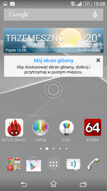 xperia z3 compact menu główne android