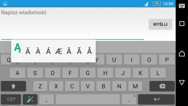 sony xperia z5 - klawiatura i pisanie sms (4)