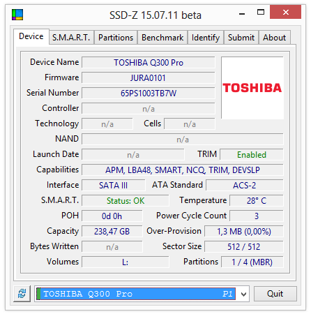 toshiba q300 pro 256gb