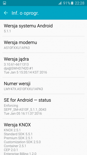 samsung galaxay a5 2016 - android 5.1.1 + touchwiz