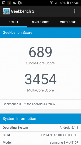 samsung galaxay a5 2016 - geekbench 3