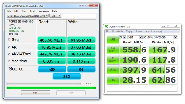 zotac zbox ci321 nano plus - test ssd forese 64gb