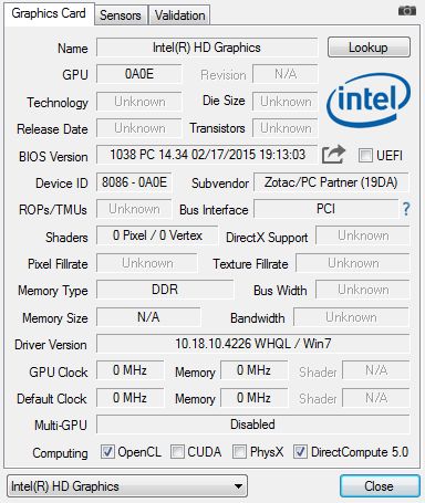 zotac zbox ci321 nano plus - GPU