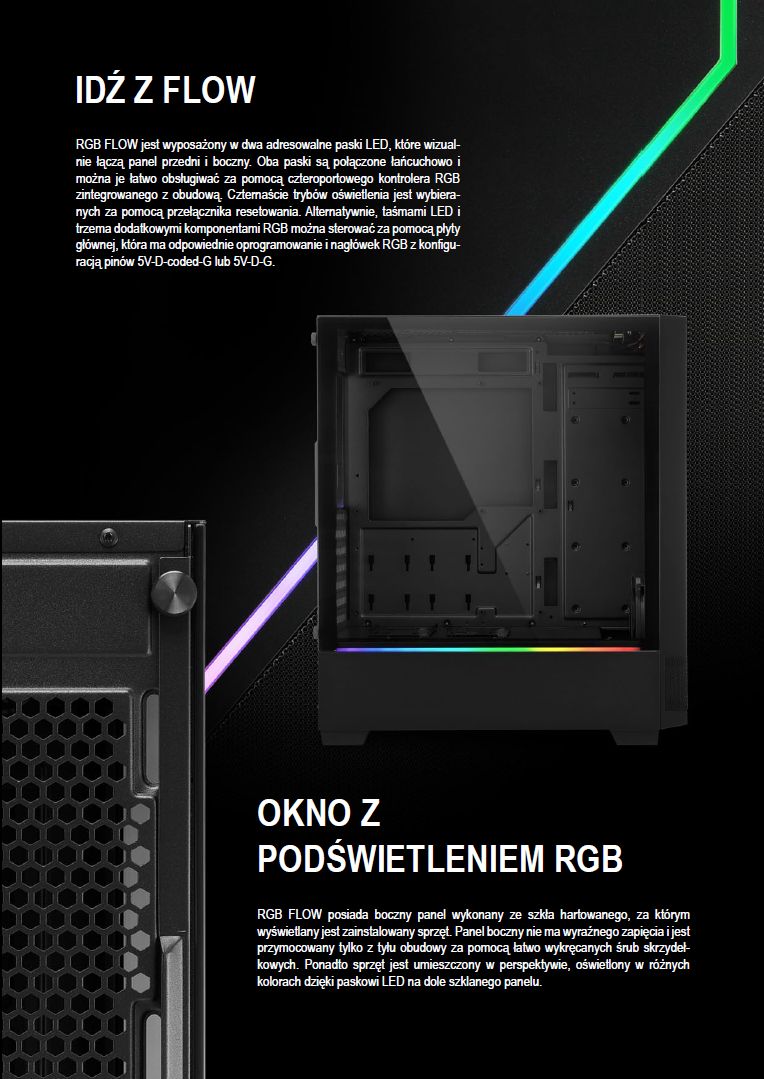 Sharkoon RGB Flow 3 Płyń z czasem – Obudowa gamingowa Sharkoon RGB FLOW