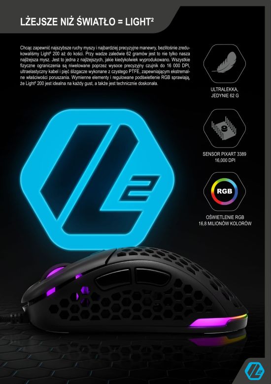 prem Light2 200 pl 011 2 550 Sharkoon Light²200 – mysz do gier lżejsza niż piórko