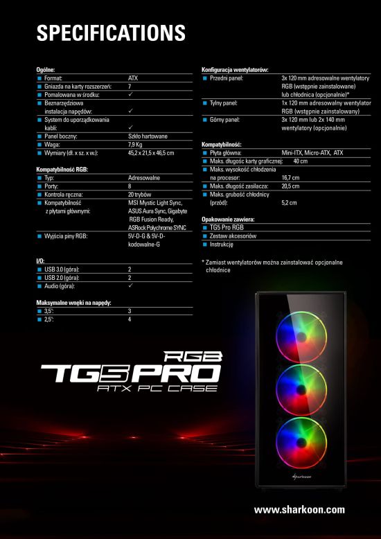 prem TG5 Pro RGB pl 550 8 Obudowa Sharkoon TG5 RGB w wersji PRO