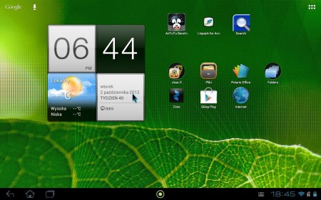 Acer Iconia TAB ekran startowy