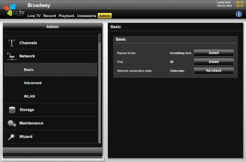 ustawienia sieci PCTV Broadway 