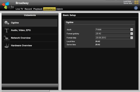 kreator ustawień PCTV Broadway 