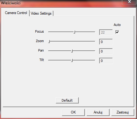 Zaawansowane ustawienia kamery Microsoft LifeCam Cinema "Properties"